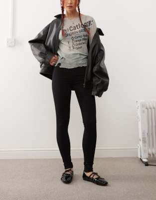 Dr Denim Solitaire High Waist Super Skinny Jeans In Clean Black Wash