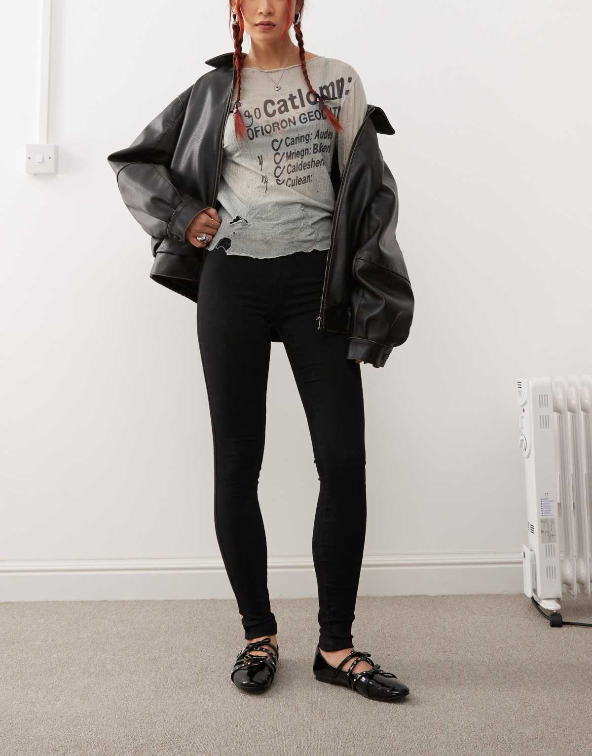 Dr Denim Solitaire high waist super skinny jeans in clean black wash