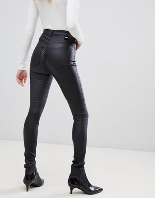 dr denim solitaire super high waist leather look super skinny jean
