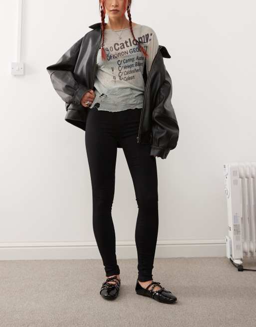 Dr Denim – Solitaire – Svarta, superskinny jeans med hög midja och tvättad finish