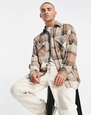 Dr Denim State check overshirt in brown