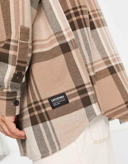 Dr Denim State check overshirt in brown, 2 of 4
