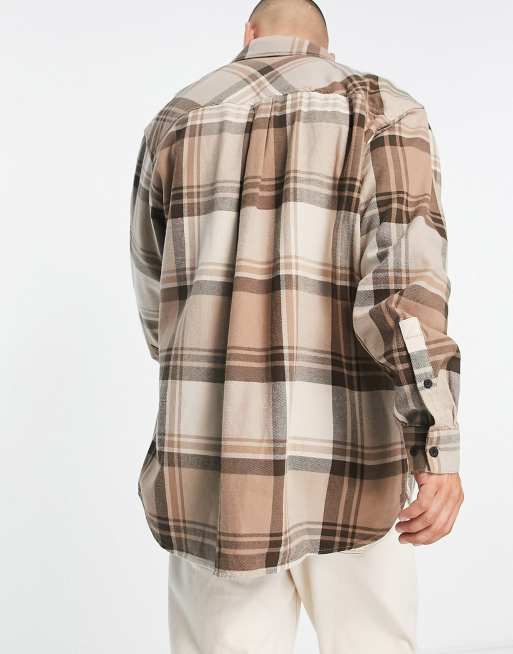 Dr Denim State check overshirt in brown, 3 of 4