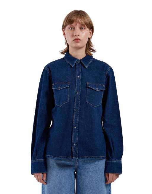 Dr Denim Sukie shirt in blue, 6 of 7