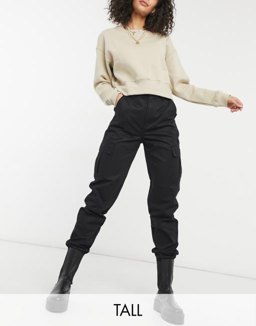Dr Denim Tall cargo pants with pockets in black ASOS