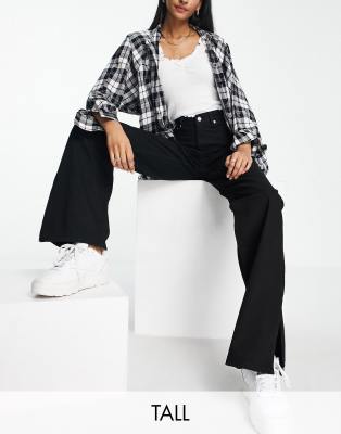 Dr Denim Tall – Echo – Jeans in Schwarz mit superhohem Bund, seitlichen  Schlitzen und weitem Bein | ASOS