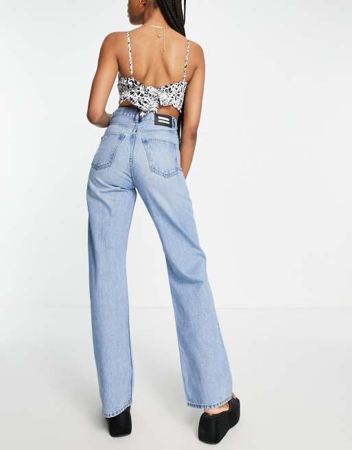 Dr Denim Tall – Echo – Mellanblå, avslappnade jeans med revor på knäna, 2 av 4