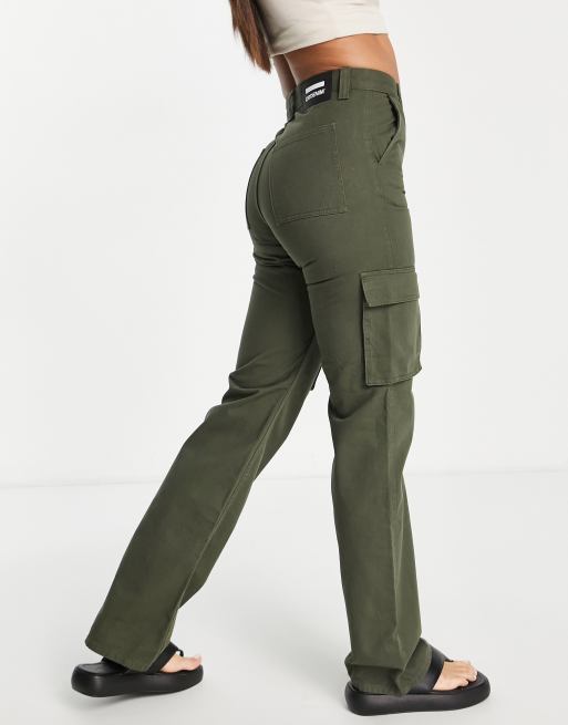 Dr Denim Plus Echo wide leg cargo pants in dark green