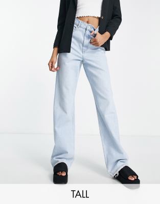 Dr Denim Echo Sky High Wide Leg Jeans In Light Wash Blue | ModeSens