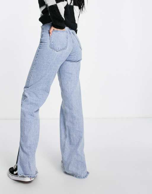 Dr Denim Tall sky high wide leg jeans with side slit light retro | ASOS