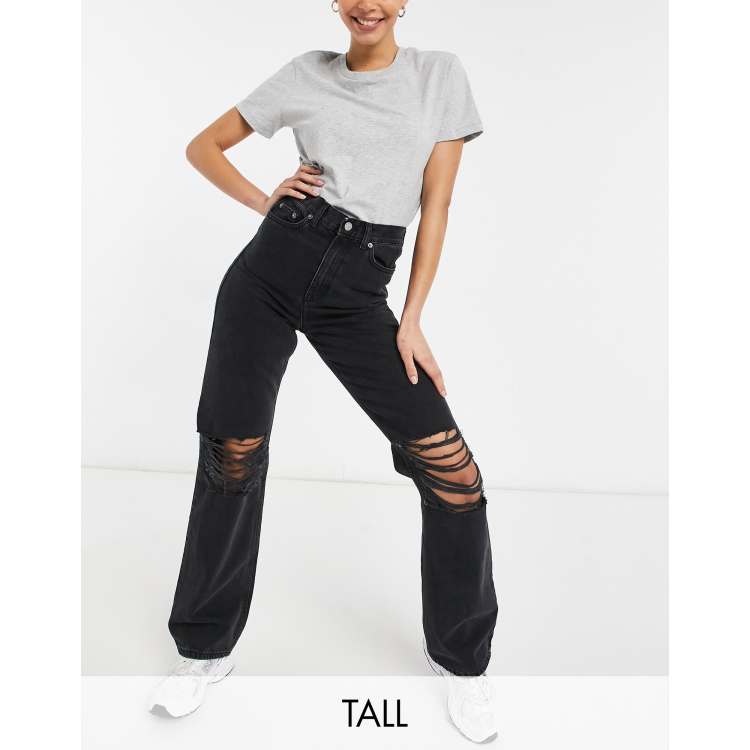 [BOHEMSEO] ★ KNEE OPEN RIPPED WIDE JEANS (BLACK) BOHEMSEO] KNEE OPEN RIPPED WIDE JEANS / 追跡付 (BOHEMSEO