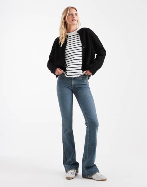 Dr Denim Tall Kily low waist bootcut jeans in darkwash indgio blue