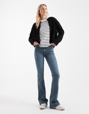 Dr Denim Tall - Kily - Jean bootcut à taille basse - Bleu indigo foncé délavé