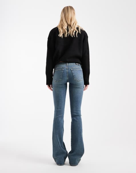 Dr Denim Tall Kily low waist bootcut jeans in darkwash indgio blue - view 2