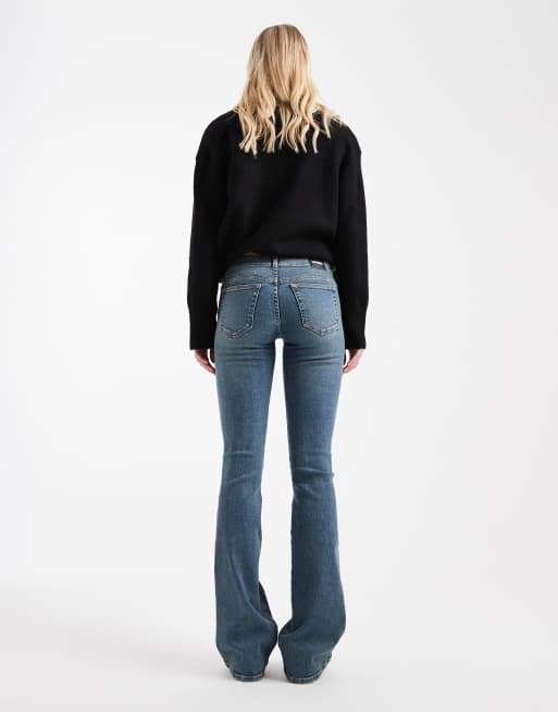 Dr Denim Tall Kily low waist bootcut jeans in darkwash indgio blue, 2 of 5