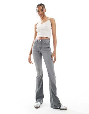 Dr Denim Tall Dr Denim Tall Lexy Bootcut mid waist slim fit bootcut leg jeans in washed grey