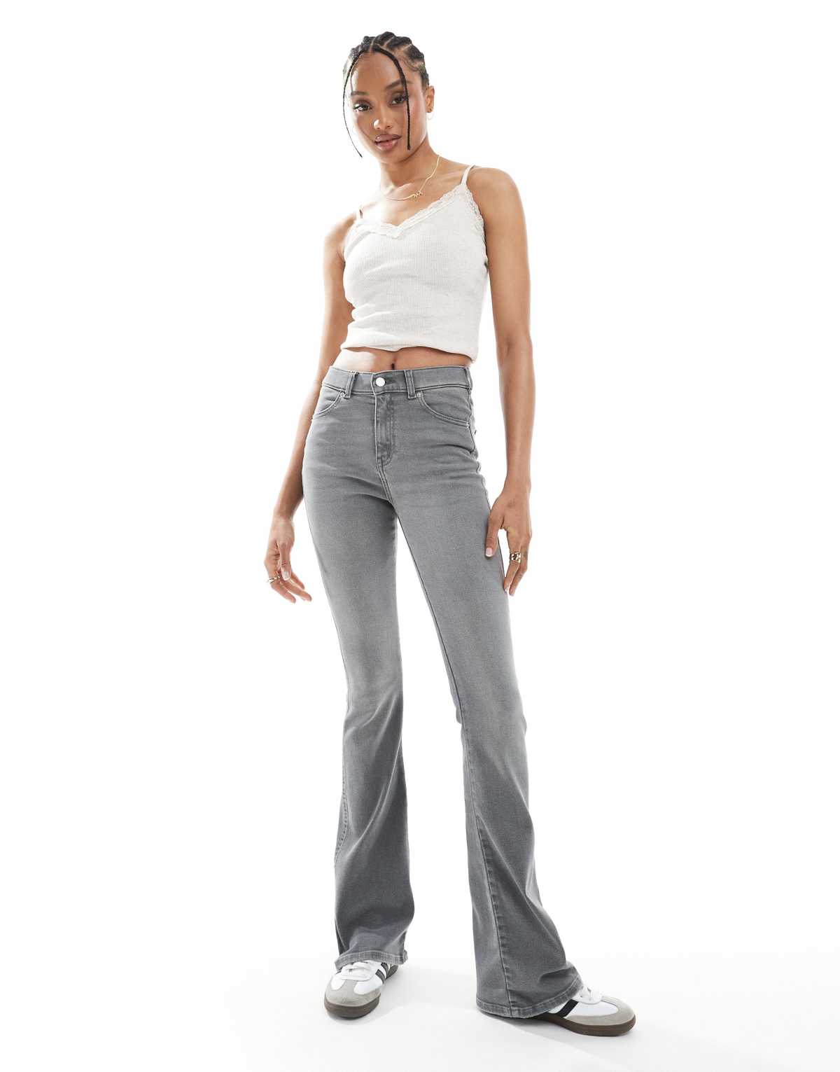 Dr Denim Tall Lexy Bootcut mid waist slim fit bootcut leg jeans in washed grey