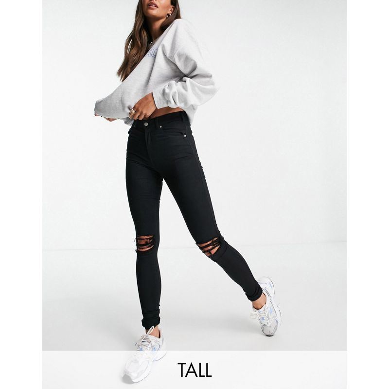 C6ej5 Jeans Dr Denim Tall - Lexy - Jeans super skinny a vita medio alta neri con strappi sulle ginocchia