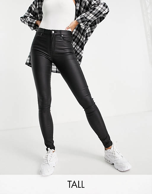 Jeans Dr Denim Tall Lexy mid rise super skinny jeans in coated black 