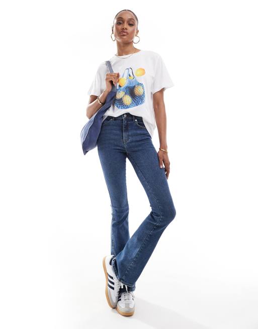 Dr Denim Tall – Lexy – Niebieskie dopasowane jeansy bootcut ze średnim stanem