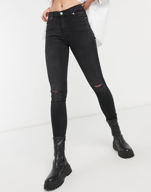 Dr Denim Tall - Lexy - Sorte skinny-jeans med flænger, 4 af 4