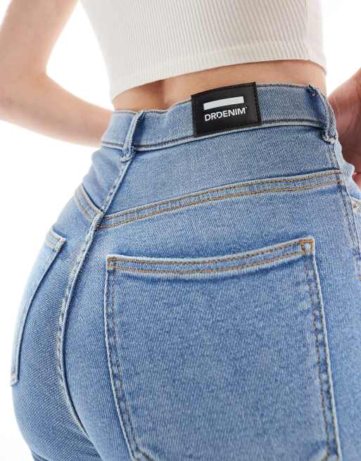 Dr Denim Tall - Moxy - Højtaljede lyseblå skinny-jeans med stretch og let slidt finish, 2 af 5