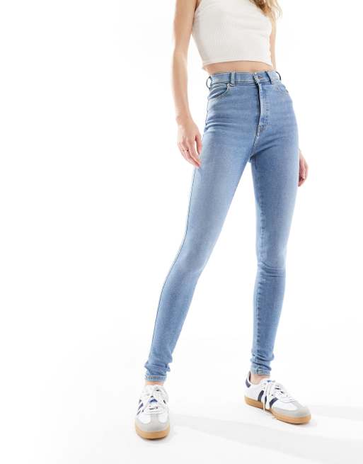 Dr. Denim Tall Moxy Jeans skinny a vita alta elasticizzati chiari ASOS