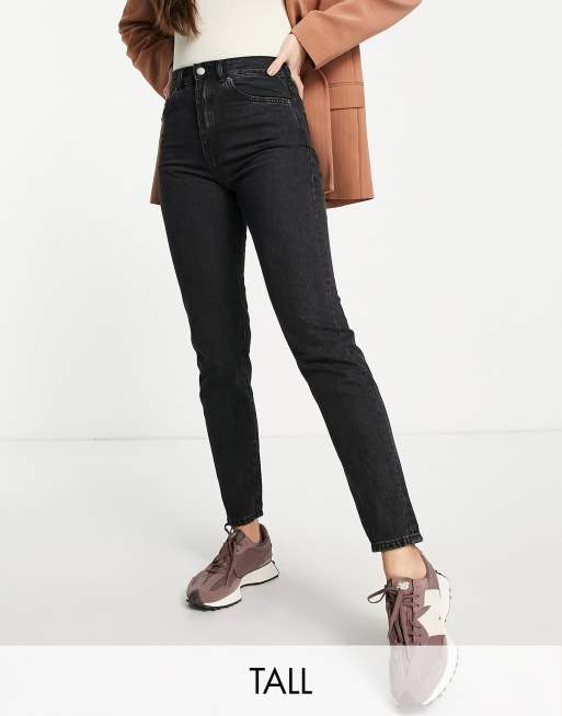 Dr Denim Tall - Nora - Højtaljede mom-jeans i forvasket retro-sort