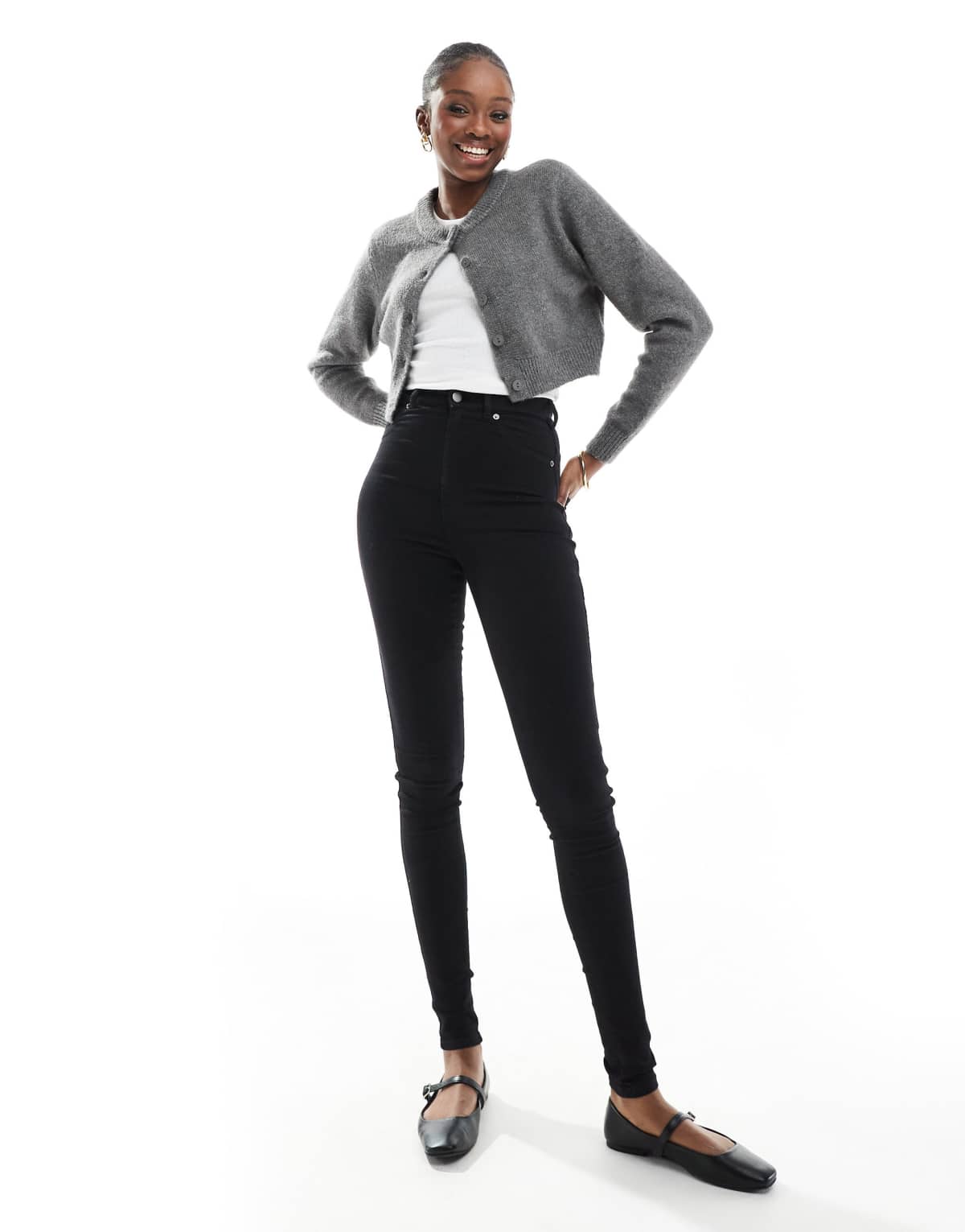 Dr Denim Tall Solitaire high waist super skinny jeans in clean black wash