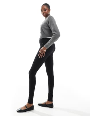 Dr Denim Tall Solitaire High Waist Super Skinny Jeans In Black