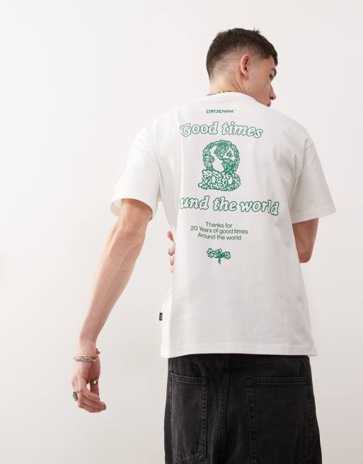 Dr. Denim – Trooper – Locker geschnittenes T-Shirt in Weiß mit „20th Year Anniversary“-Rückengrafik