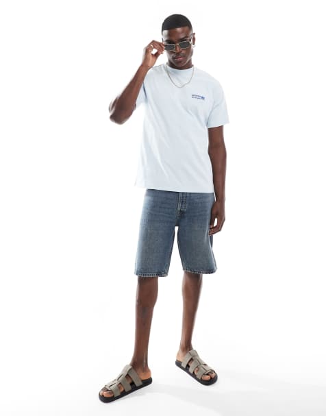 Dr Denim Trooper relaxed fit t-shirt in washed light blue daisy print - view 1