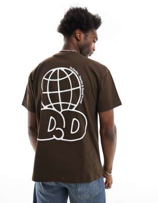 Dr Denim Trooper relaxed fit t-shirt with logo back print in chocolate brown