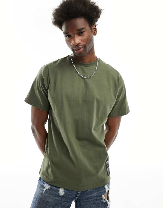 Dr Denim - trooper relaxed fit t-shirt with logo in khaki