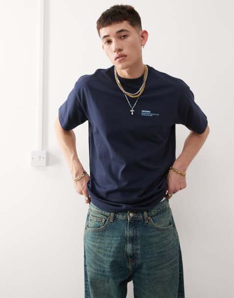 Dr Denim - Trooper - Ruimvallend T-shirt in marineblauw - view 1