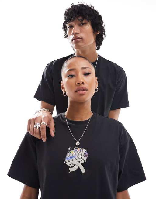 Dr Denim - Trooper - T-shirt unisexe coupe décontractée avec imprimé World Traveller sur le devant - Noir délavé, 2 de 4