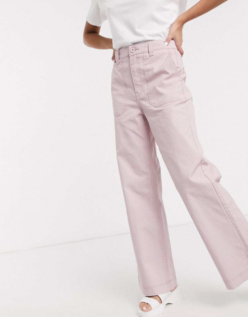 Dr Denim - Tuva - Utility-jeans met hoge taille en zak vooraan in lichtroze