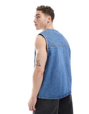 DR DENIM UNISEX DENVER WORKER VEST ZIP UP WORKWEAR VEST