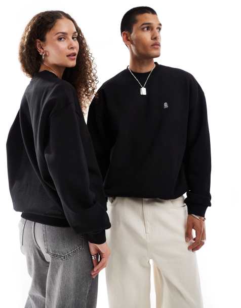 Dr Denim – Unisex – Kenan – Schweres, lässig geschnittenes Sweatshirt in Schwarz mit Rundhalsausschnitt - view 1