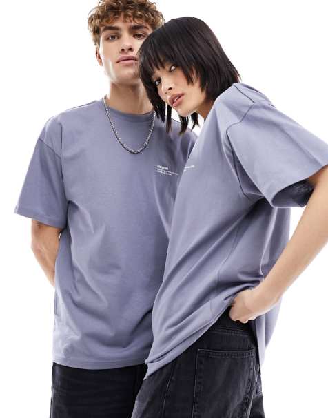 Dr Denim unisex Trooper relaxed fit t-shirt with front logo in lavendar blue granite - view 1