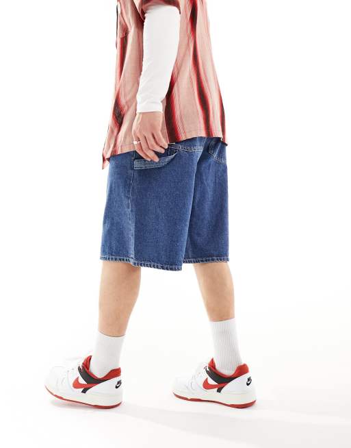 Dr Denim Vali Worker baggy fit wide leg below knee denim with workwear pockets shorts in pebble mid stone wash ASOS