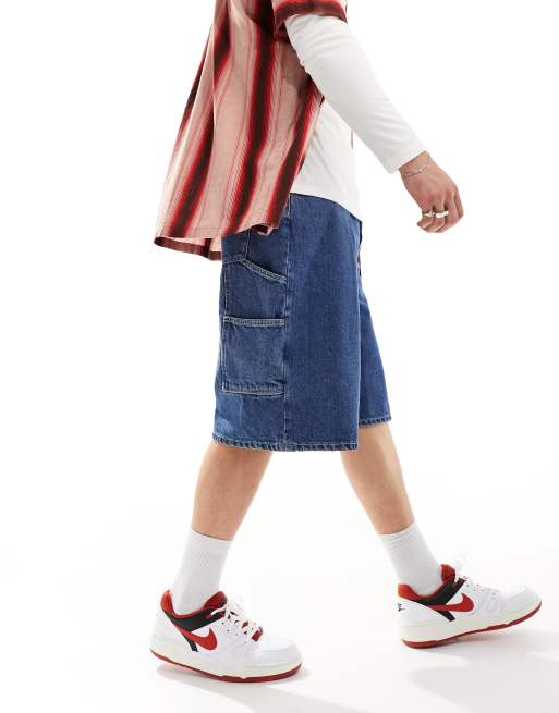 Dr Denim - Vali Worker - Pantaloncini ampi con lunghezza sotto il ginocchio in denim lavaggio stone wash pebble medio con tasche