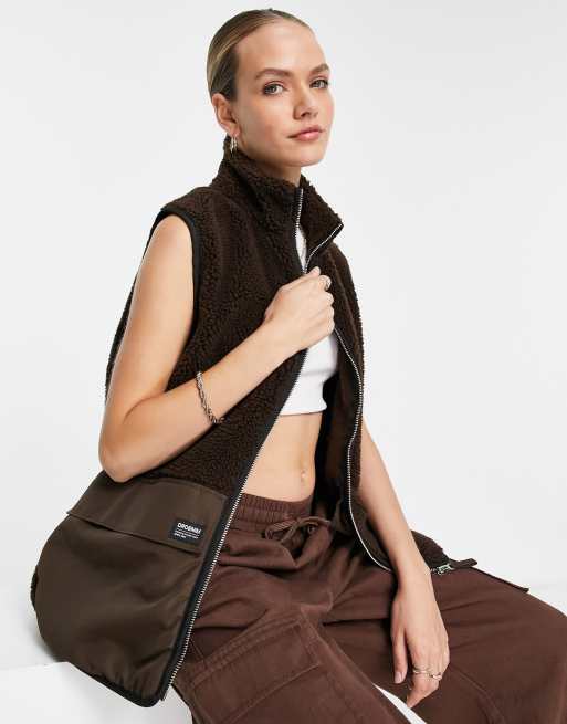 Dr Denim - Veste sans manches en imitation peau de mouton - Marron 
