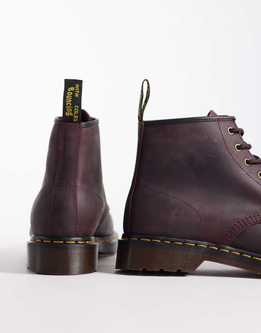 Dr Martens 101 6 eye boots in dark brown crazy horse, 3 of 4