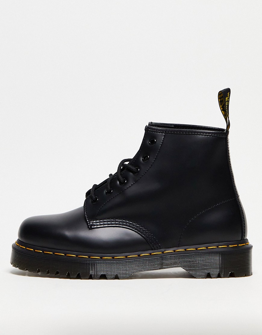 Dr Martens 101 Bex 6 eye boots in black smooth leather