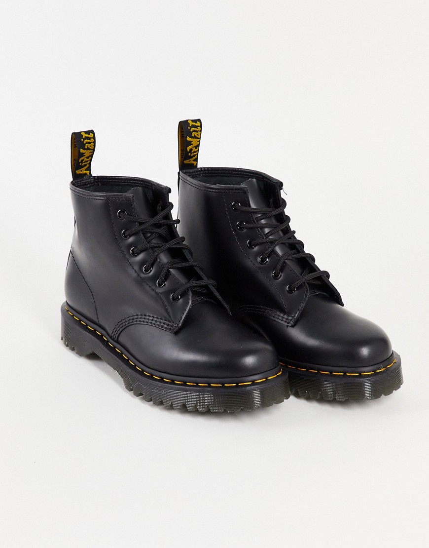 Dr Martens 101 Bex 6 Eye Boots in Black Smooth