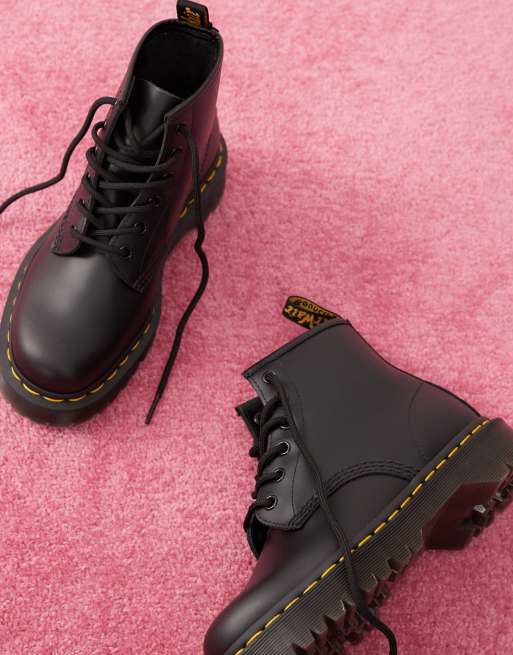 Dr Martens - 101 Bex - Sorte unisex-støvler med 6 par snørehuller i glat læder, 3 af 4