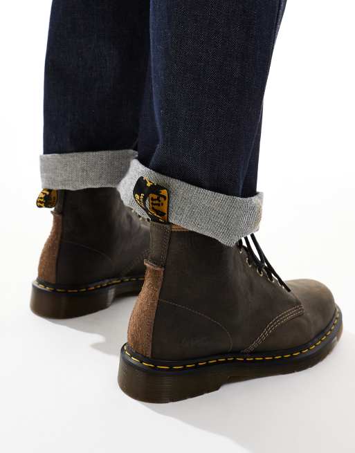 Dr Martens - 101 - Bottes en cuir à  6 paires d'œillets - Marron, 3 de 4
