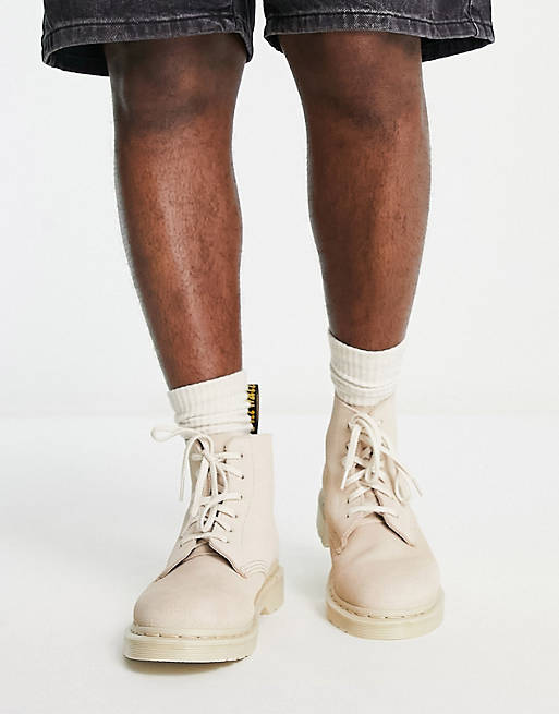 Dr Martens 101 mono 6 eye boots in warm sand suede | ASOS