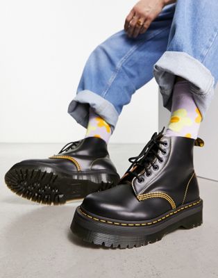 Dr Martens 101 ub quad 6 eye boots black vintage smooth leather